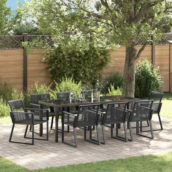 Ensemble de salle à manger pour jardin 9 pcs Noir