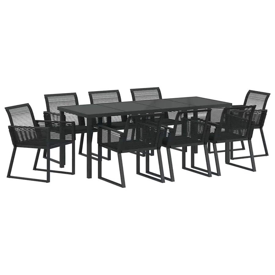 Ensemble de salle à manger pour jardin 9 pcs Noir - 2