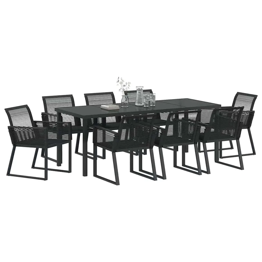 Ensemble de salle à manger pour jardin 9 pcs Noir - 3