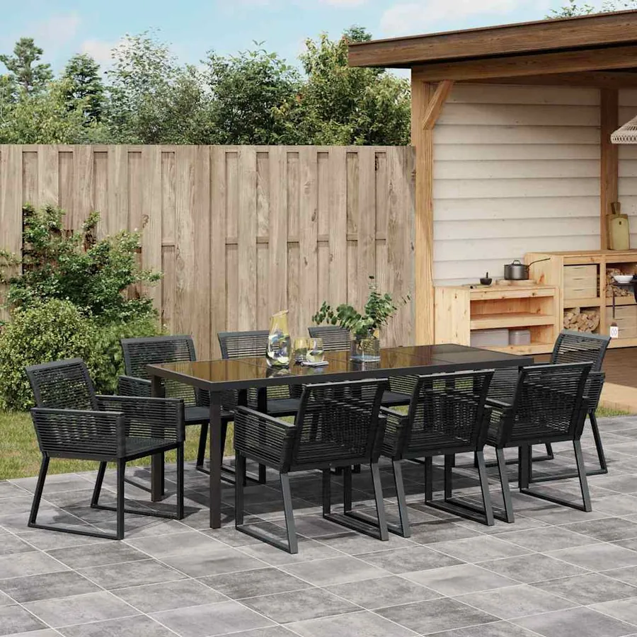 Ensemble de salle à manger pour jardin 9 pcs Noir - 4