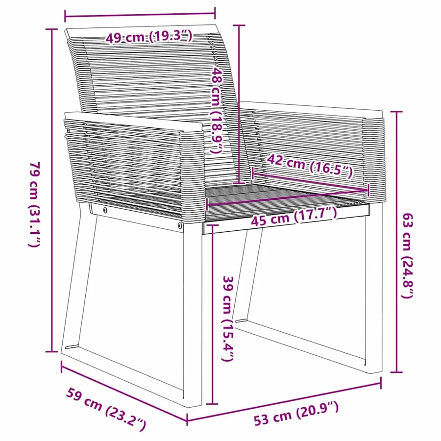 Ensemble de salle à manger pour jardin 9 pcs Noir - 8