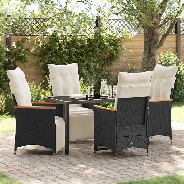 Ensemble de salle à manger pour jardin 5 pcs Noir polyrotin