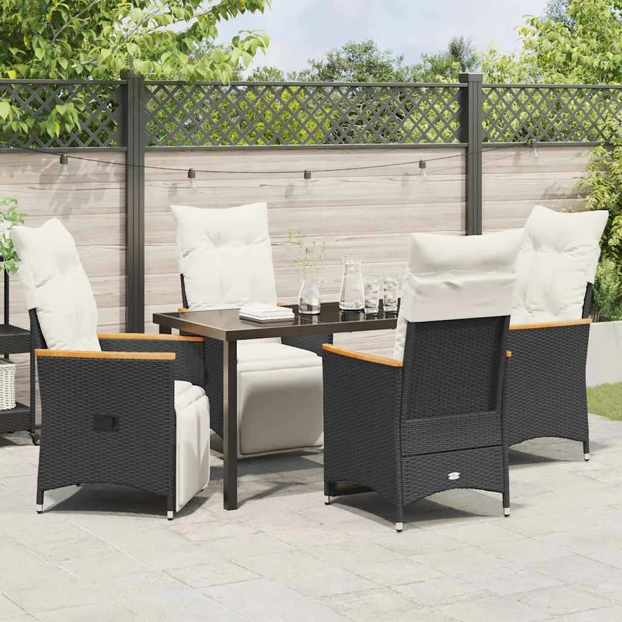 Ensemble de salle à manger pour jardin 5 pcs Noir polyrotin - 4