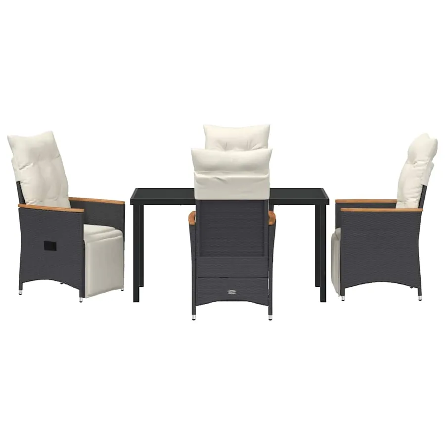 Ensemble de salle à manger pour jardin 5 pcs Noir polyrotin - 7