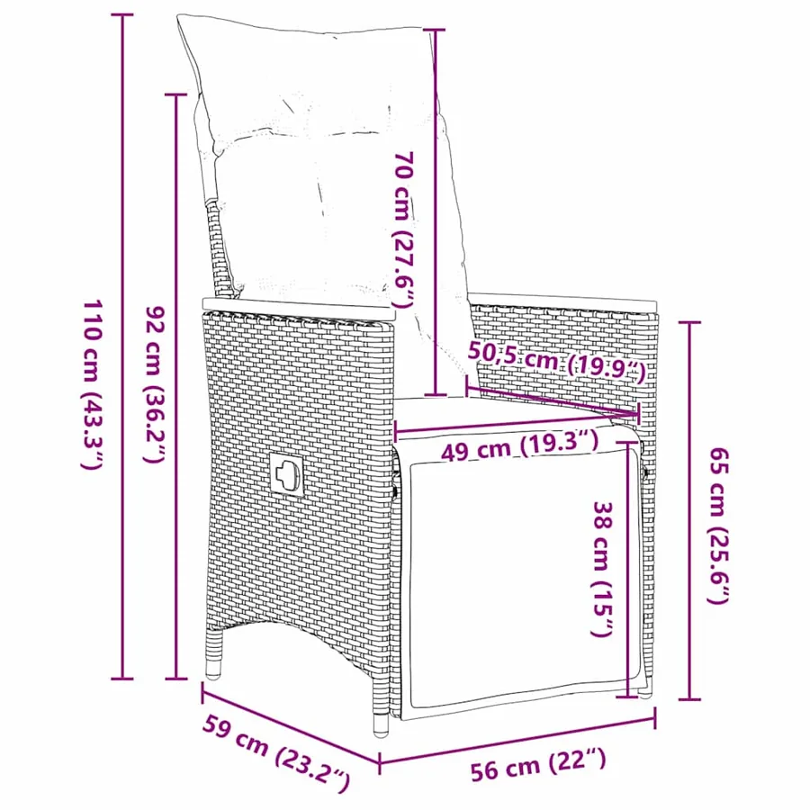 Ensemble de salle à manger pour jardin 5 pcs Noir polyrotin - 8