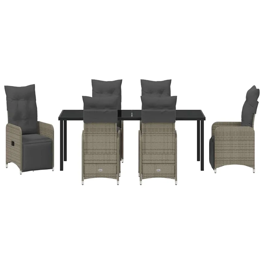 Ensemble de salle à manger pour jardin 7 pcs Gris polyrotin - 7