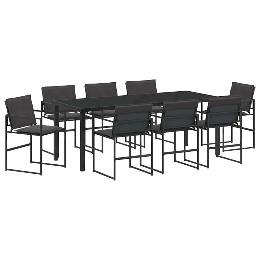 Ensemble de salle à manger pour jardin 9 pcs Noir - 2