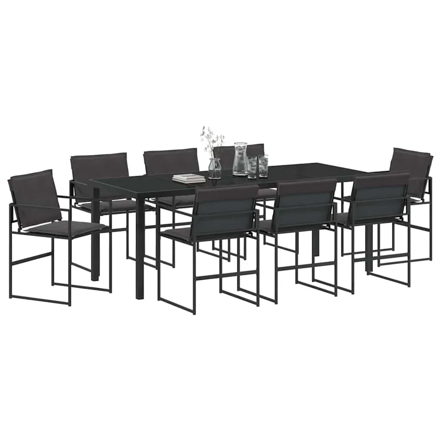 Ensemble de salle à manger pour jardin 9 pcs Noir - 3