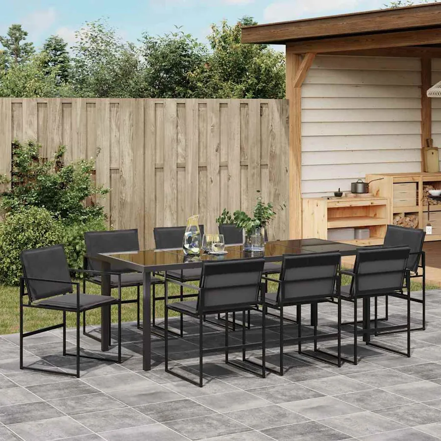 Ensemble de salle à manger pour jardin 9 pcs Noir - 4