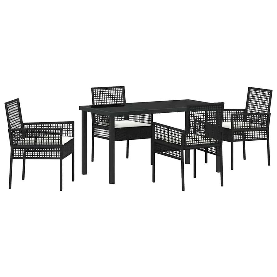 Ensemble de salle à manger pour jardin 5 pcs Noir polyrotin - 2