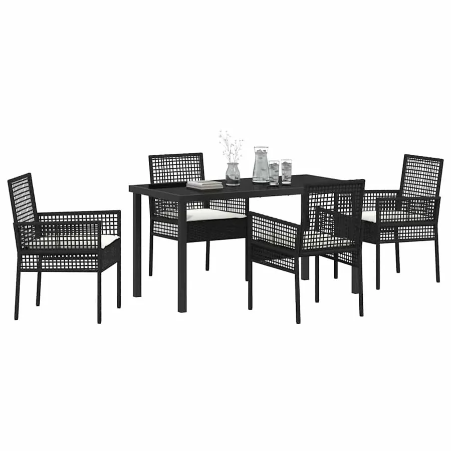 Ensemble de salle à manger pour jardin 5 pcs Noir polyrotin - 3