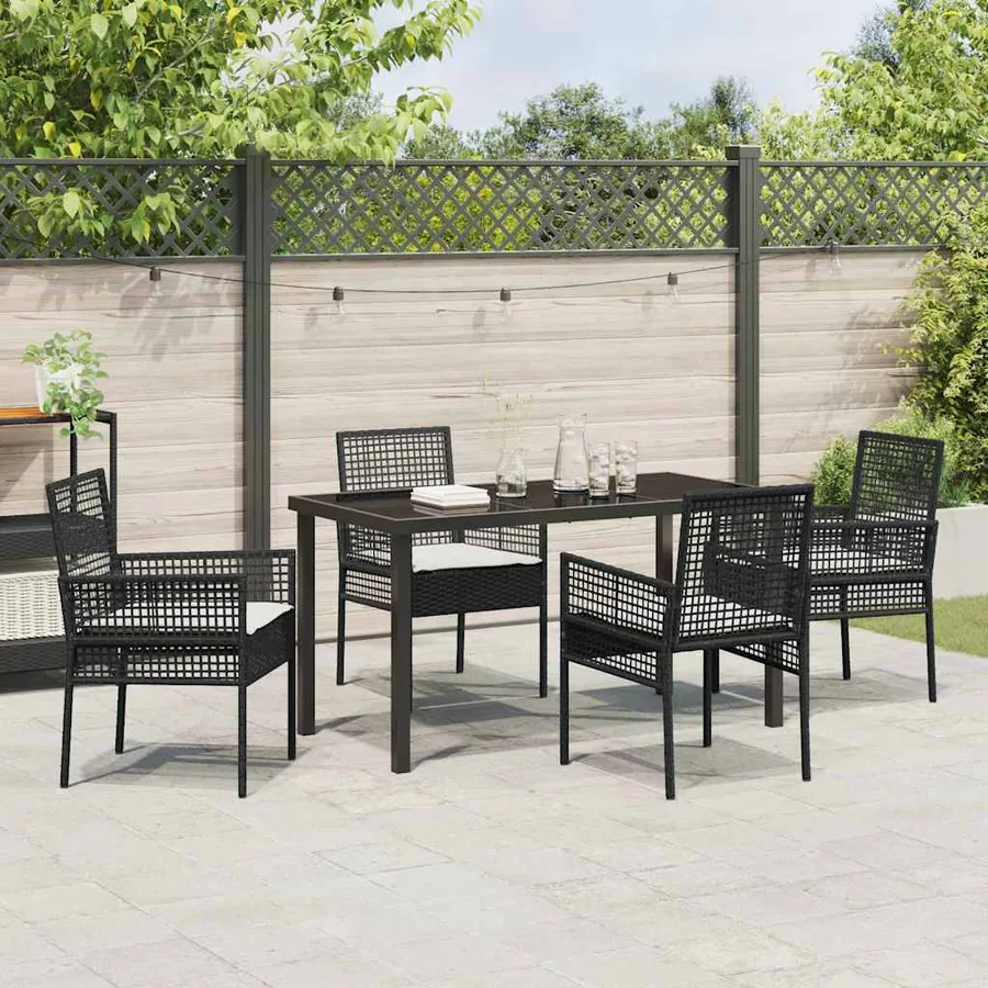 Ensemble de salle à manger pour jardin 5 pcs Noir polyrotin - 4