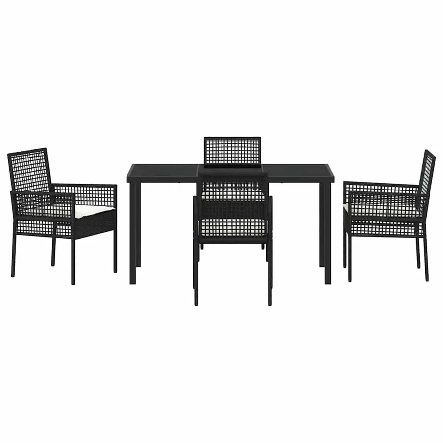 Ensemble de salle à manger pour jardin 5 pcs Noir polyrotin - 7