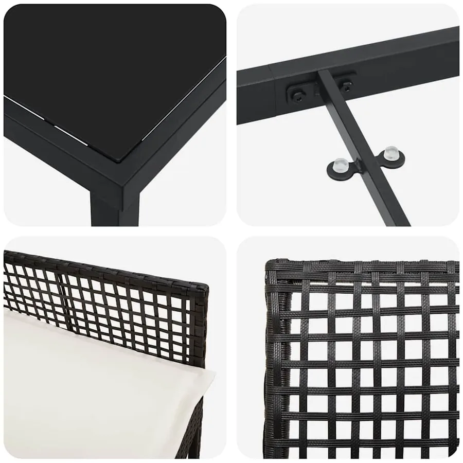 Ensemble de salle à manger pour jardin 5 pcs Noir polyrotin - 9