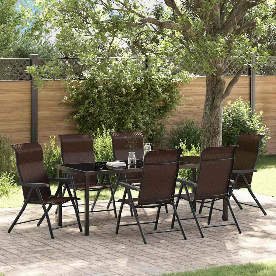 Ensemble de salle à manger pour jardin 7 pcs Marron