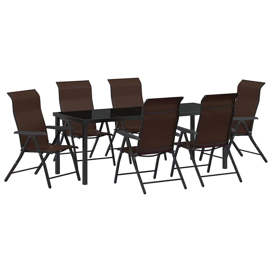 Ensemble de salle à manger pour jardin 7 pcs Marron - 2