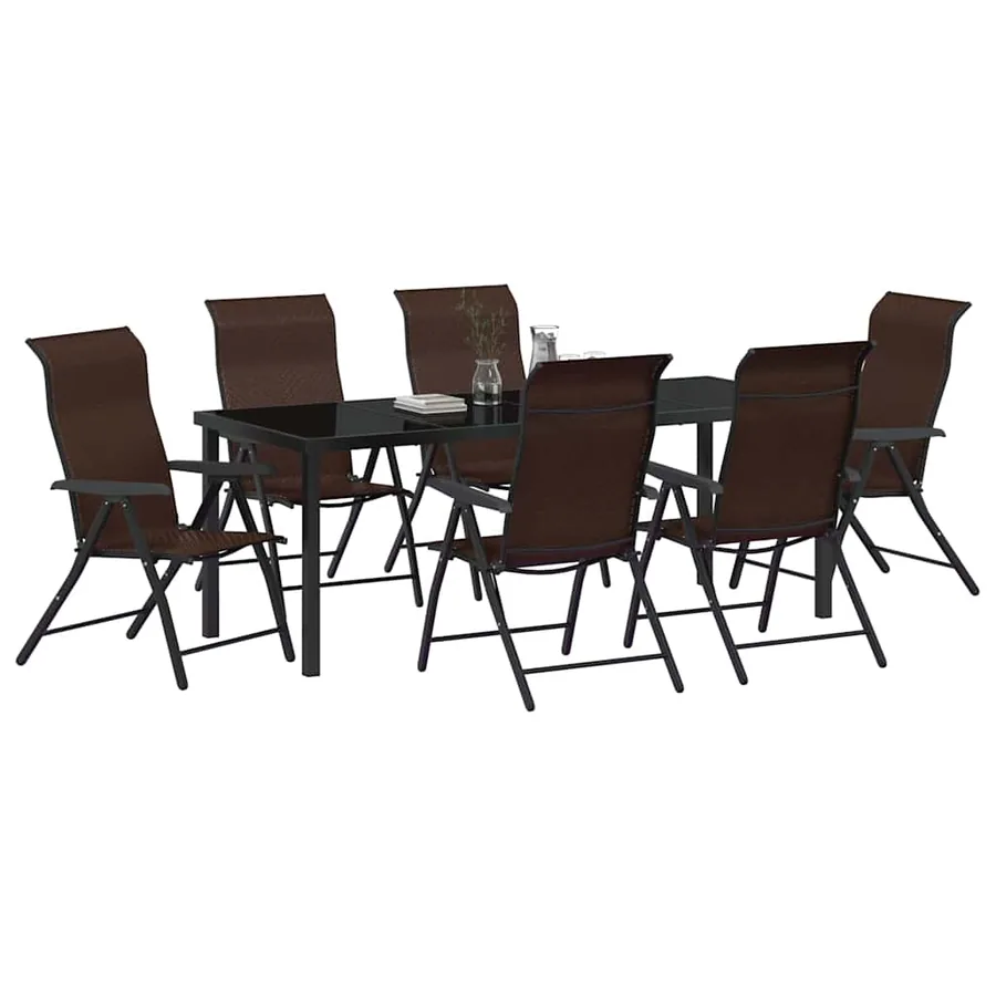 Ensemble de salle à manger pour jardin 7 pcs Marron - 3