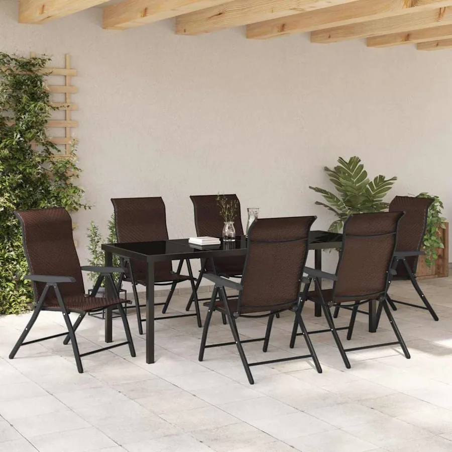 Ensemble de salle à manger pour jardin 7 pcs Marron - 4