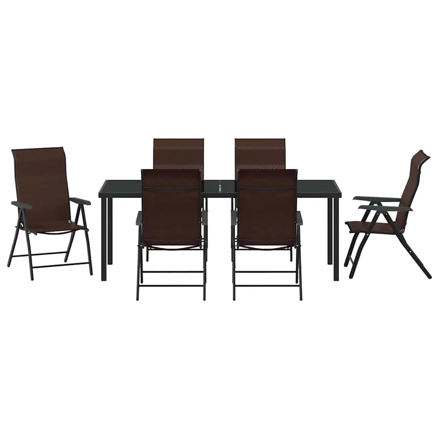 Ensemble de salle à manger pour jardin 7 pcs Marron - 7