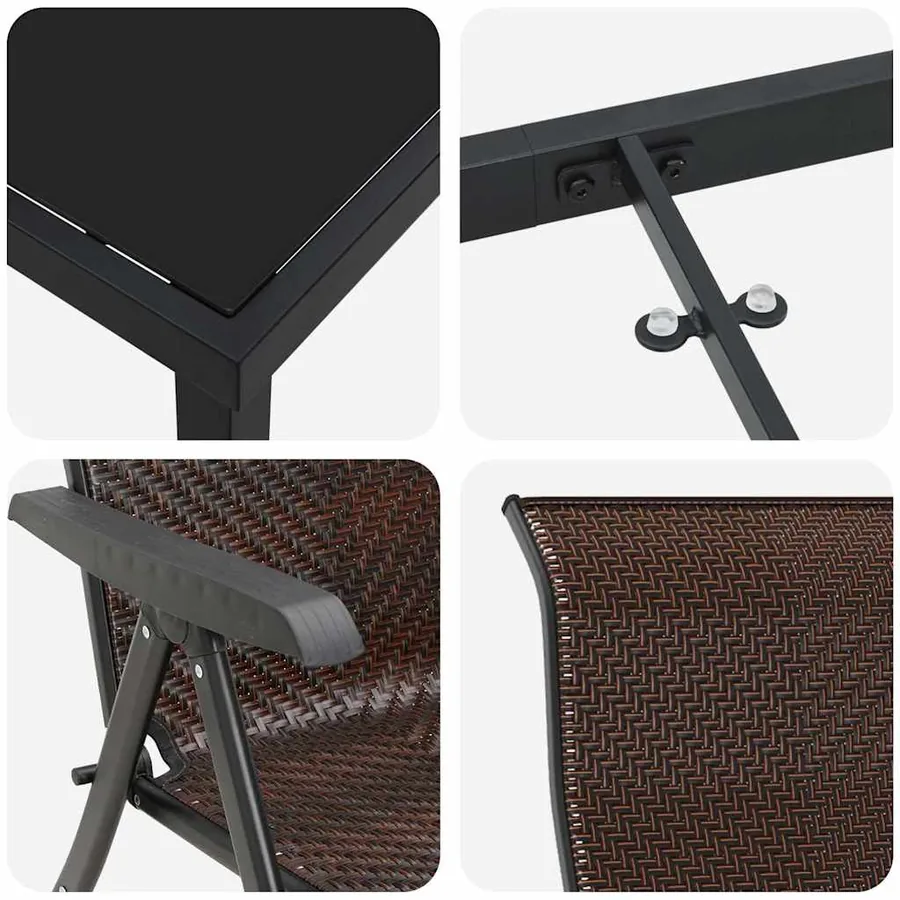 Ensemble de salle à manger pour jardin 7 pcs Marron - 9