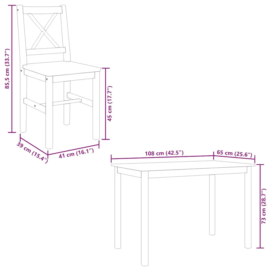 Ensemble de salle à manger 5 pcs Marron et blanc - 12