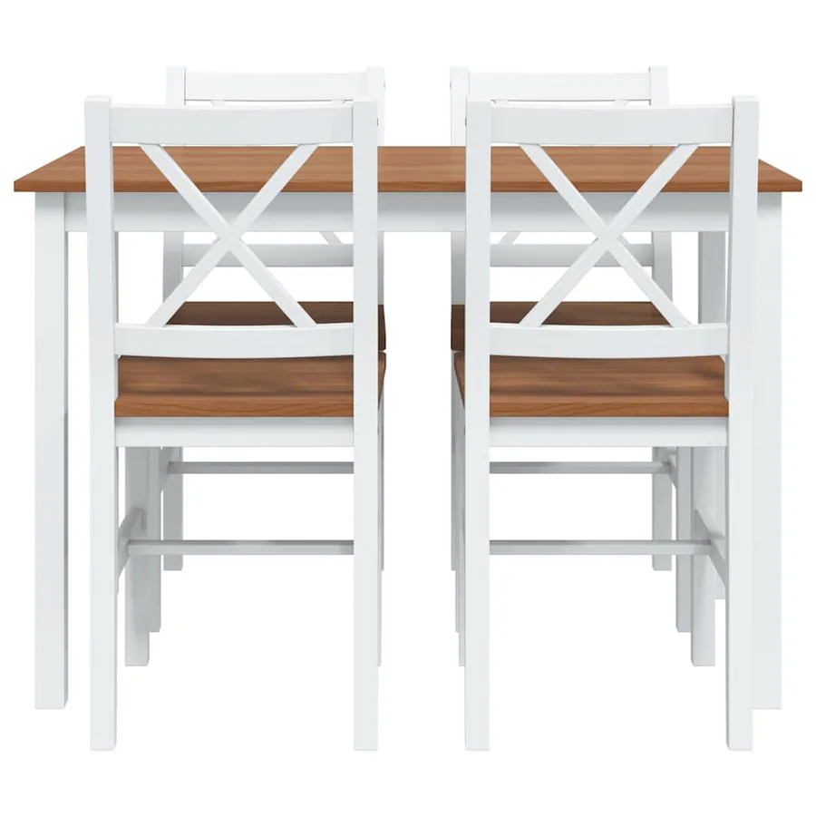 Ensemble de salle à manger 5 pcs Marron et blanc - 5