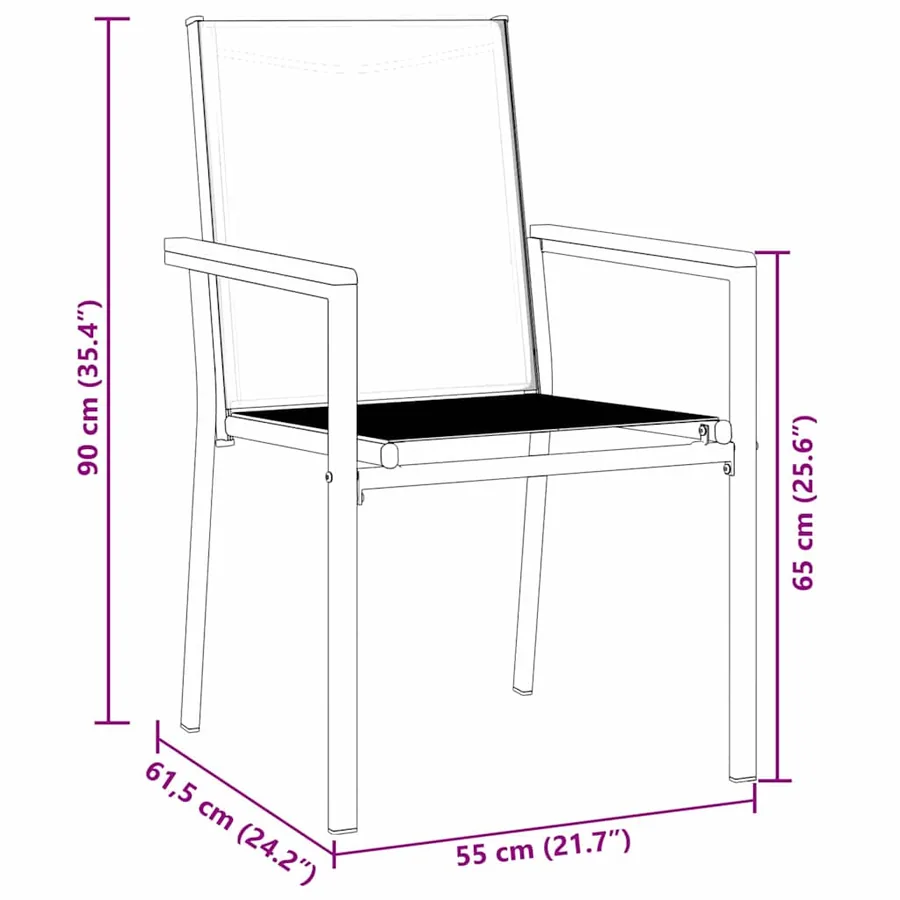 Ensemble de salle à manger pour jardin 9 pcs Noir - 10