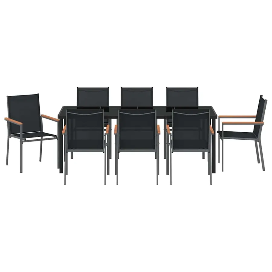 Ensemble de salle à manger pour jardin 9 pcs Noir - 7