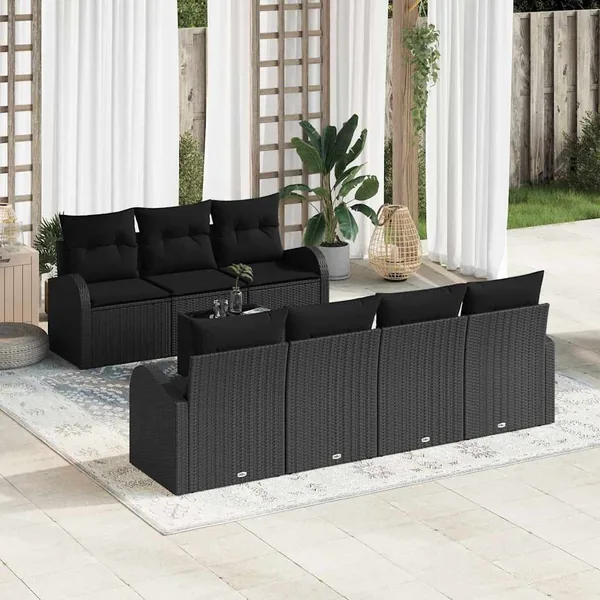 Ensemble de canapé de jardin avec coussin 8 pcs Noir
