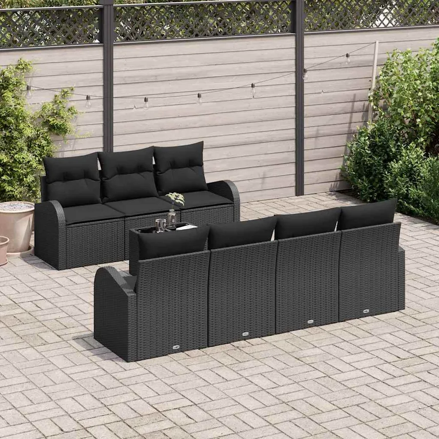 Ensemble de canapé de jardin avec coussin 8 pcs Noir - 3