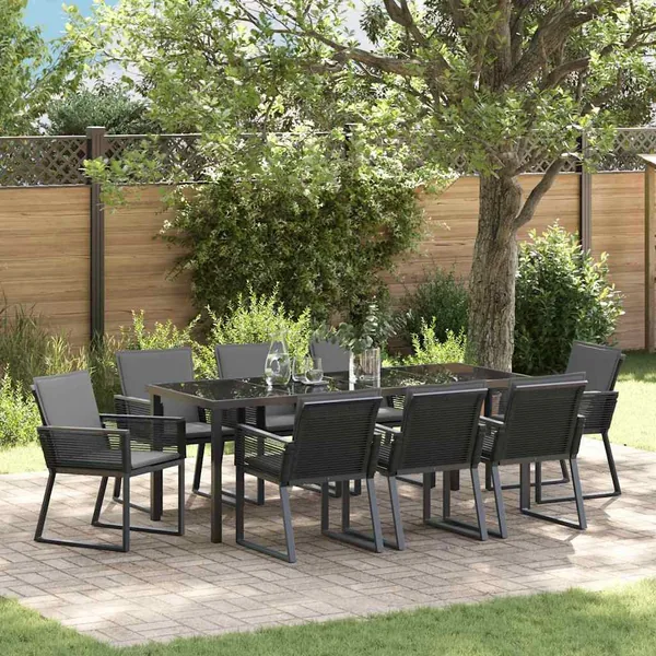 Ensemble de salle à manger pour jardin 9 pcs Noir