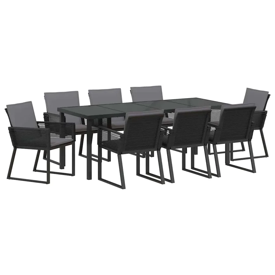 Ensemble de salle à manger pour jardin 9 pcs Noir - 2