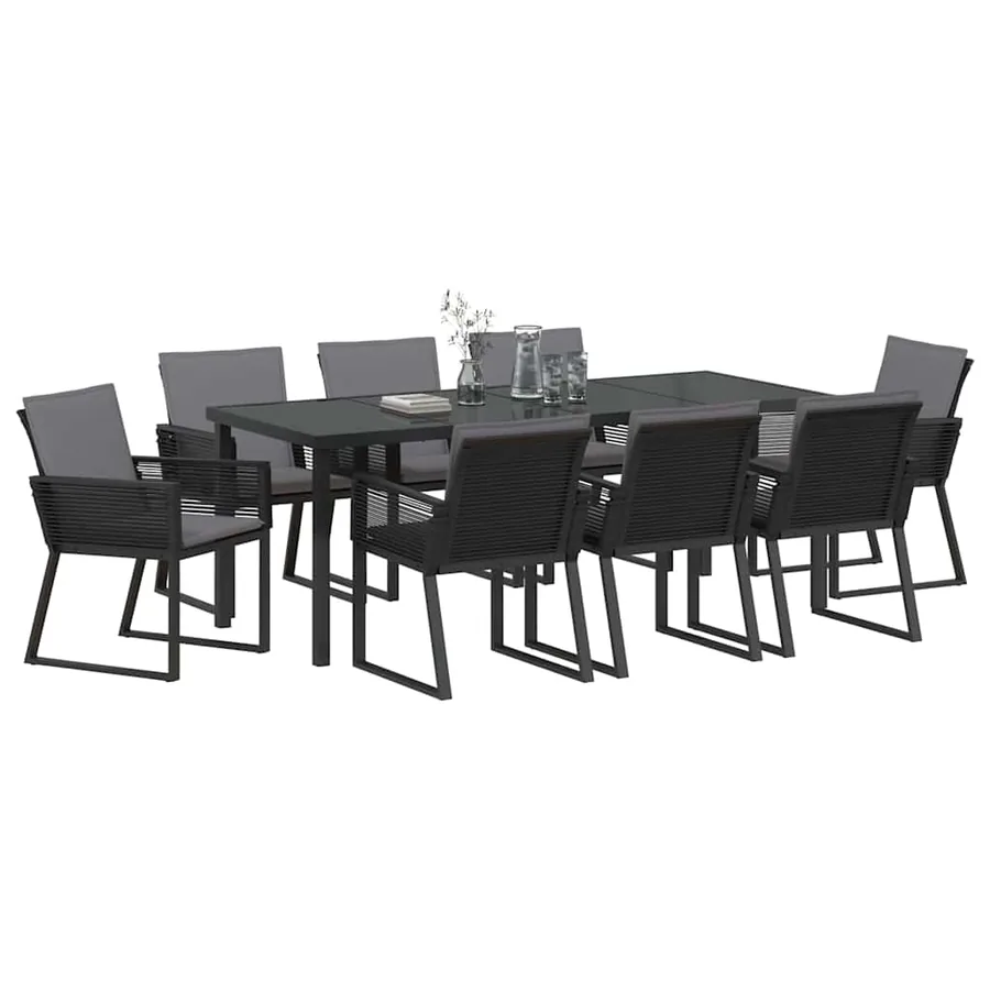 Ensemble de salle à manger pour jardin 9 pcs Noir - 3