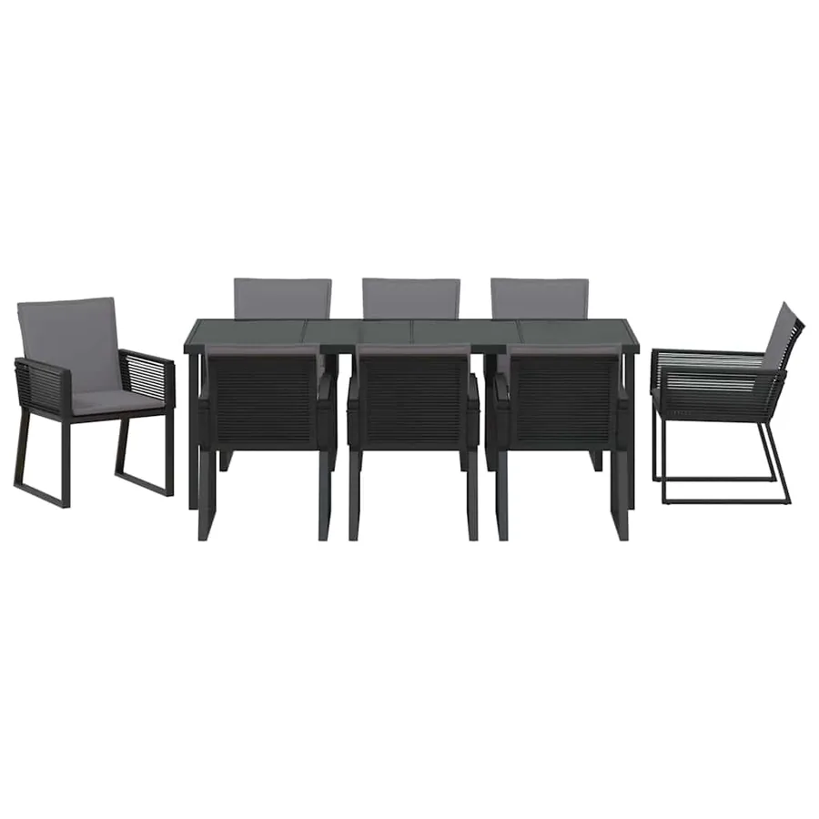 Ensemble de salle à manger pour jardin 9 pcs Noir - 7