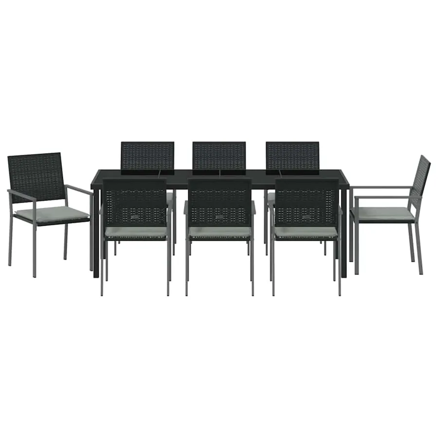 Ensemble de salle à manger pour jardin 9 pcs Noir et Gris Clair - 7