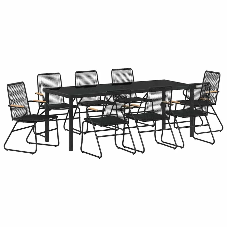 Ensemble de salle à manger pour jardin 9 pcs Noir - 2
