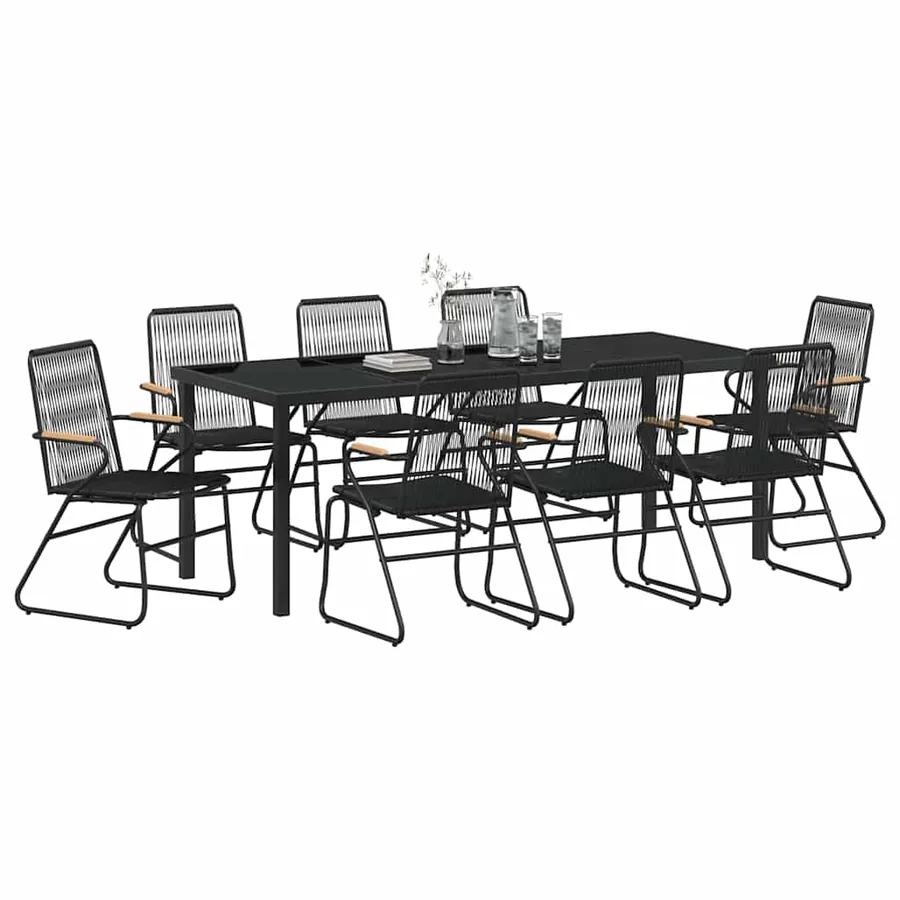 Ensemble de salle à manger pour jardin 9 pcs Noir - 3