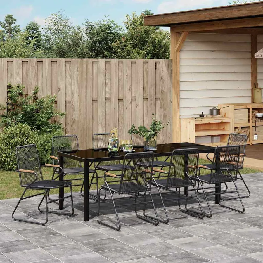 Ensemble de salle à manger pour jardin 9 pcs Noir - 4