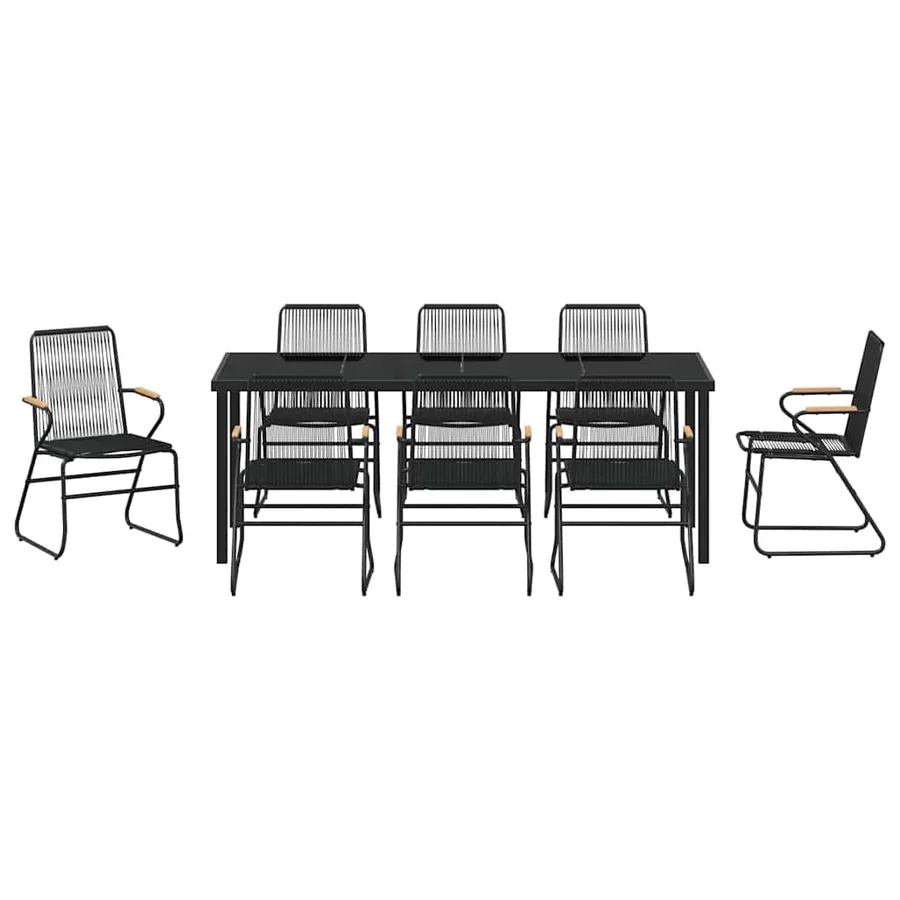 Ensemble de salle à manger pour jardin 9 pcs Noir - 7