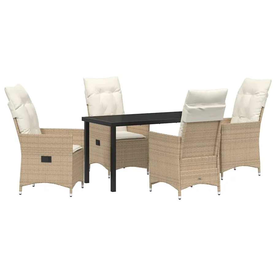 Ensemble de salle à manger pour jardin 5 pcs Beige polyrotin - 2