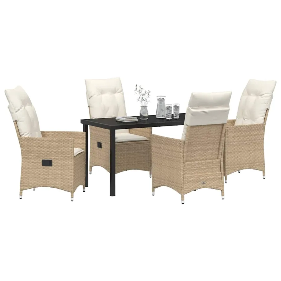 Ensemble de salle à manger pour jardin 5 pcs Beige polyrotin - 3