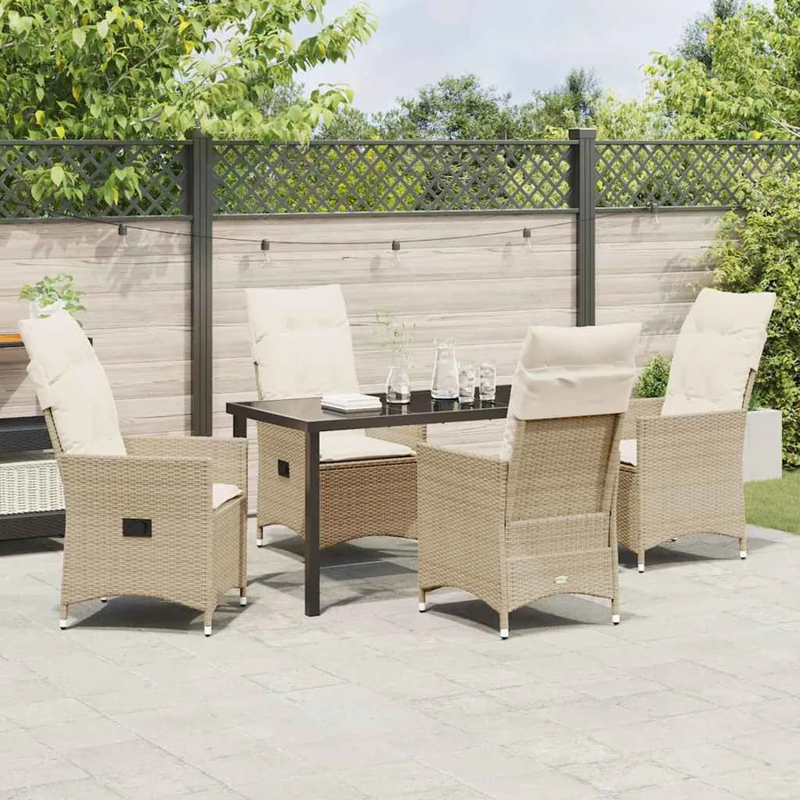 Ensemble de salle à manger pour jardin 5 pcs Beige polyrotin - 4