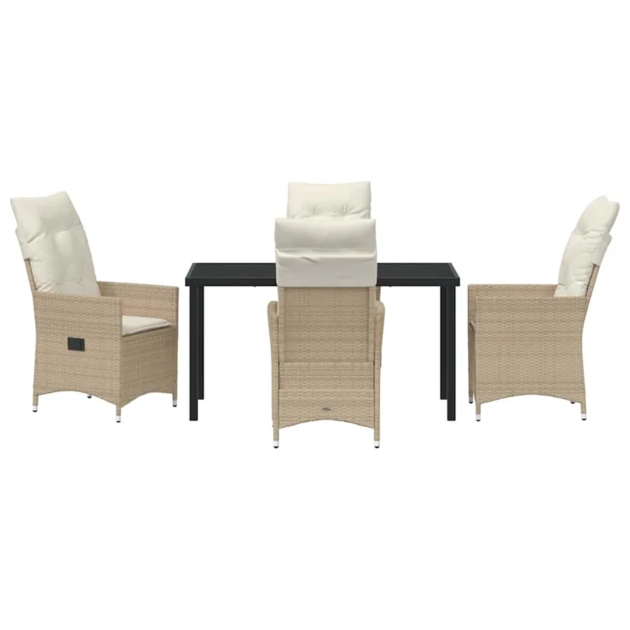 Ensemble de salle à manger pour jardin 5 pcs Beige polyrotin - 7