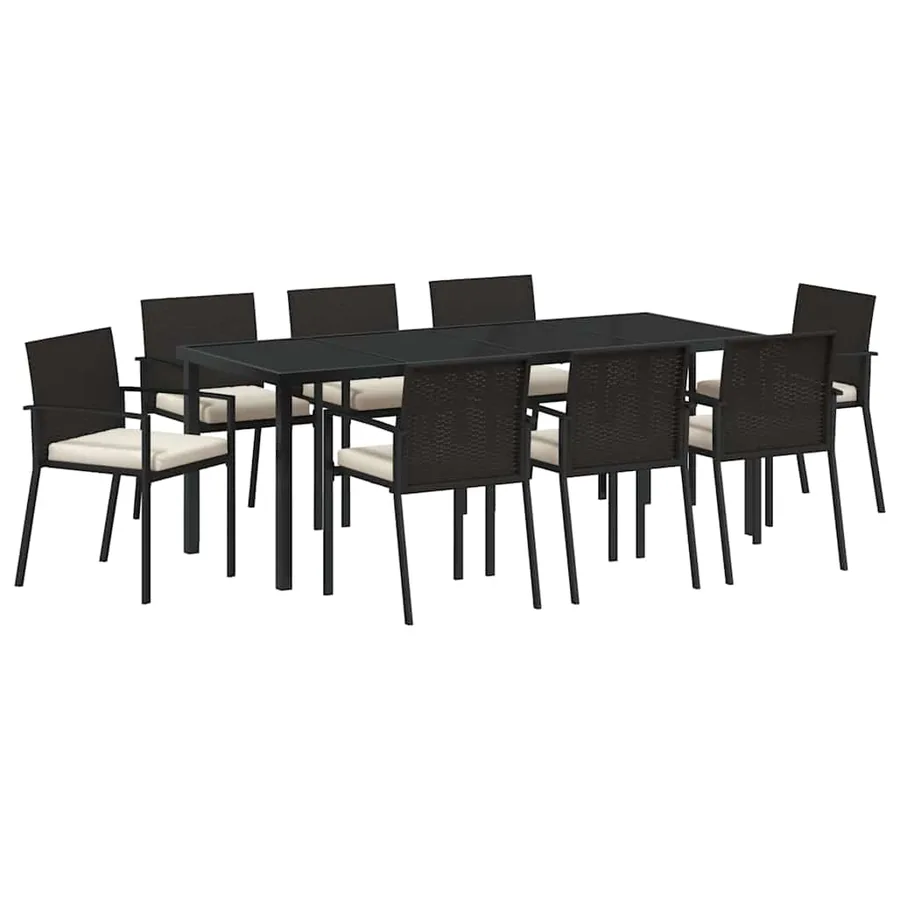 Ensemble de salle à manger pour jardin 9 pcs Noir - 2