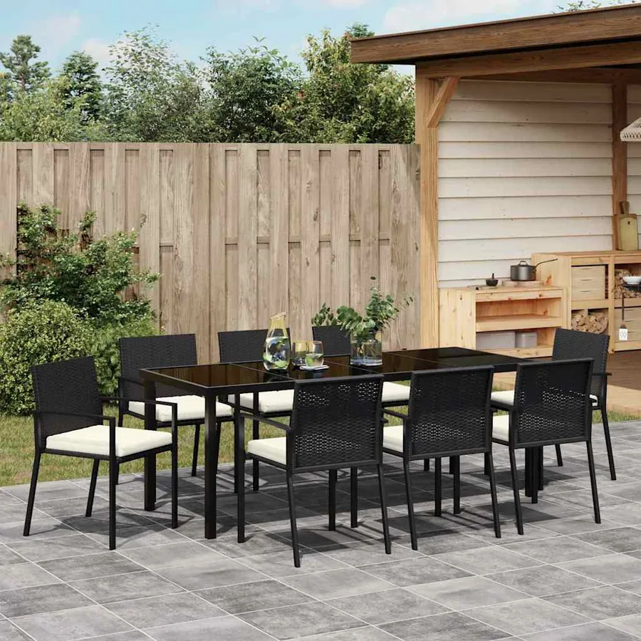 Ensemble de salle à manger pour jardin 9 pcs Noir - 4