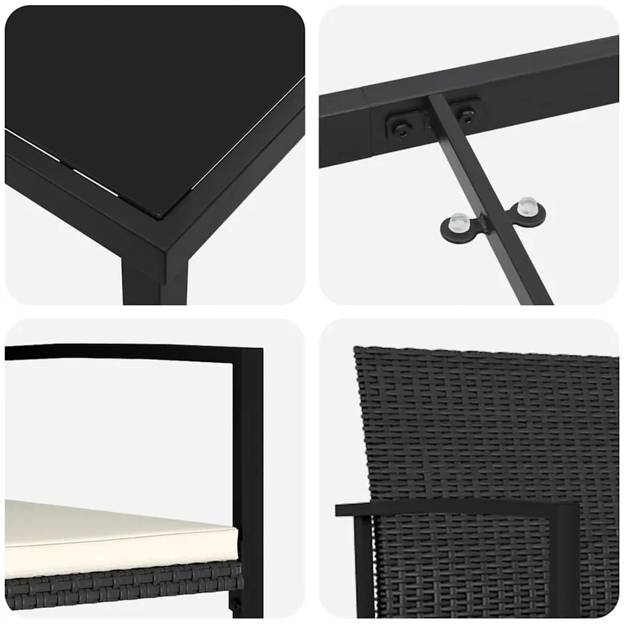 Ensemble de salle à manger pour jardin 9 pcs Noir - 9