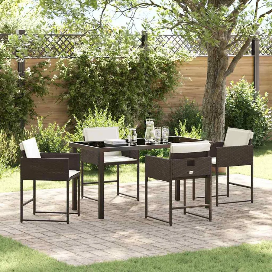 Ensemble de salle à manger pour jardin 5 pcs Marron polyrotin