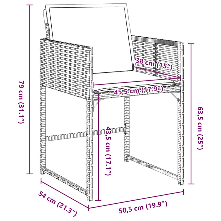 Ensemble de salle à manger pour jardin 5 pcs Marron polyrotin - 10