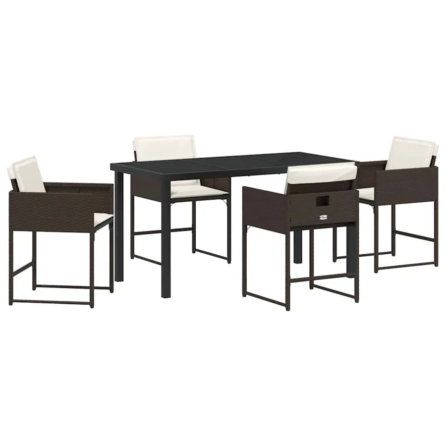 Ensemble de salle à manger pour jardin 5 pcs Marron polyrotin - 2