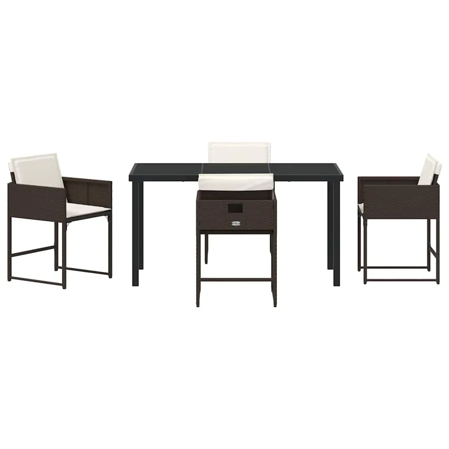 Ensemble de salle à manger pour jardin 5 pcs Marron polyrotin - 7